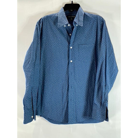 J. CREW Men's Blue Printed Mercantile Flex Slim-Fit Button-Up Shirt SZ M