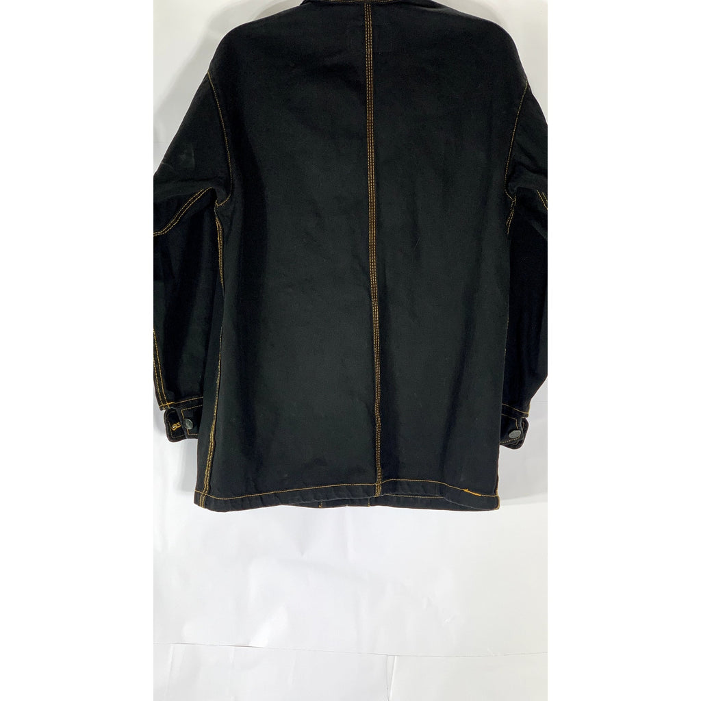 MONKI Women’s Black Denim Overstitch Four Pocket Trucker Jacket SZ XS