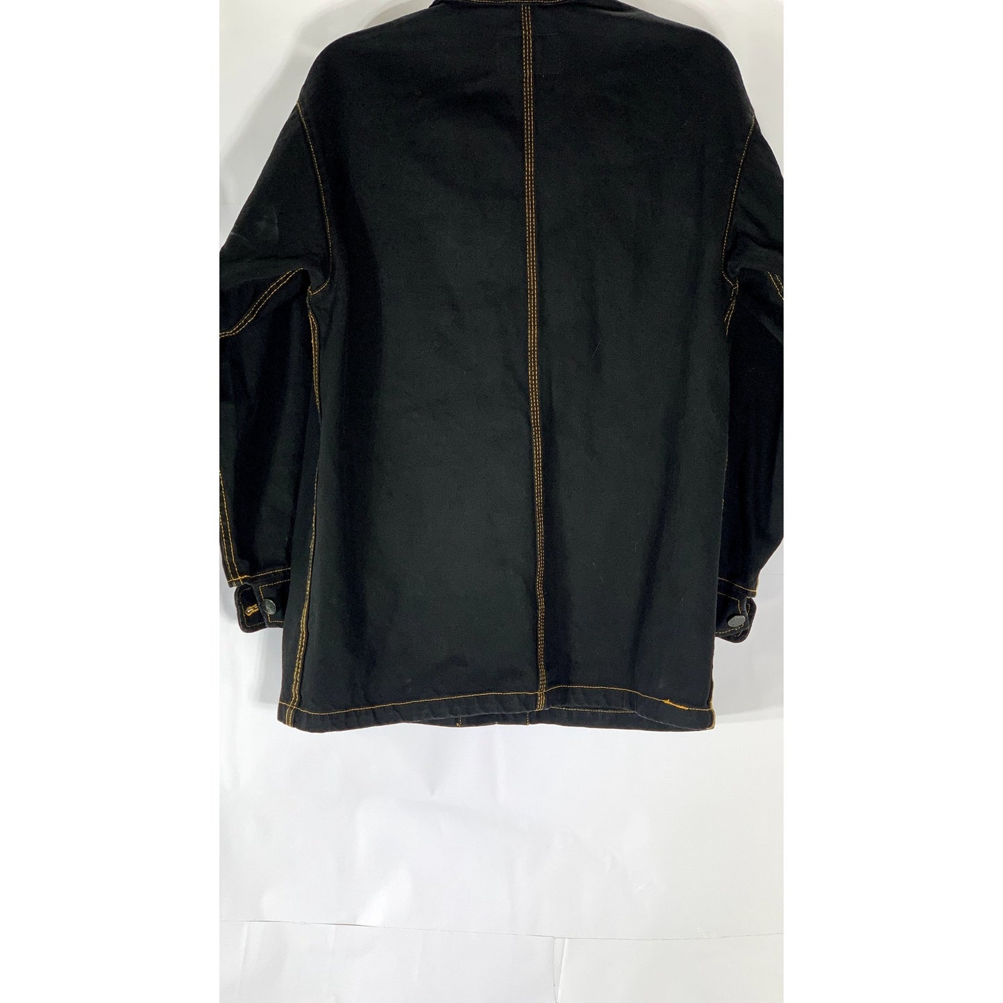 MONKI Women’s Black Denim Overstitch Four Pocket Trucker Jacket SZ XS
