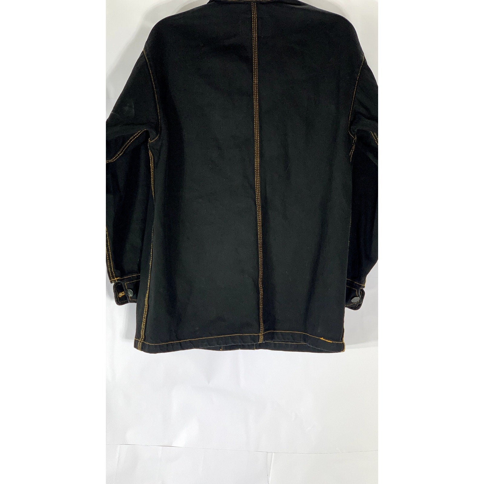 MONKI Women’s Black Denim Overstitch Four Pocket Trucker Jacket SZ XS