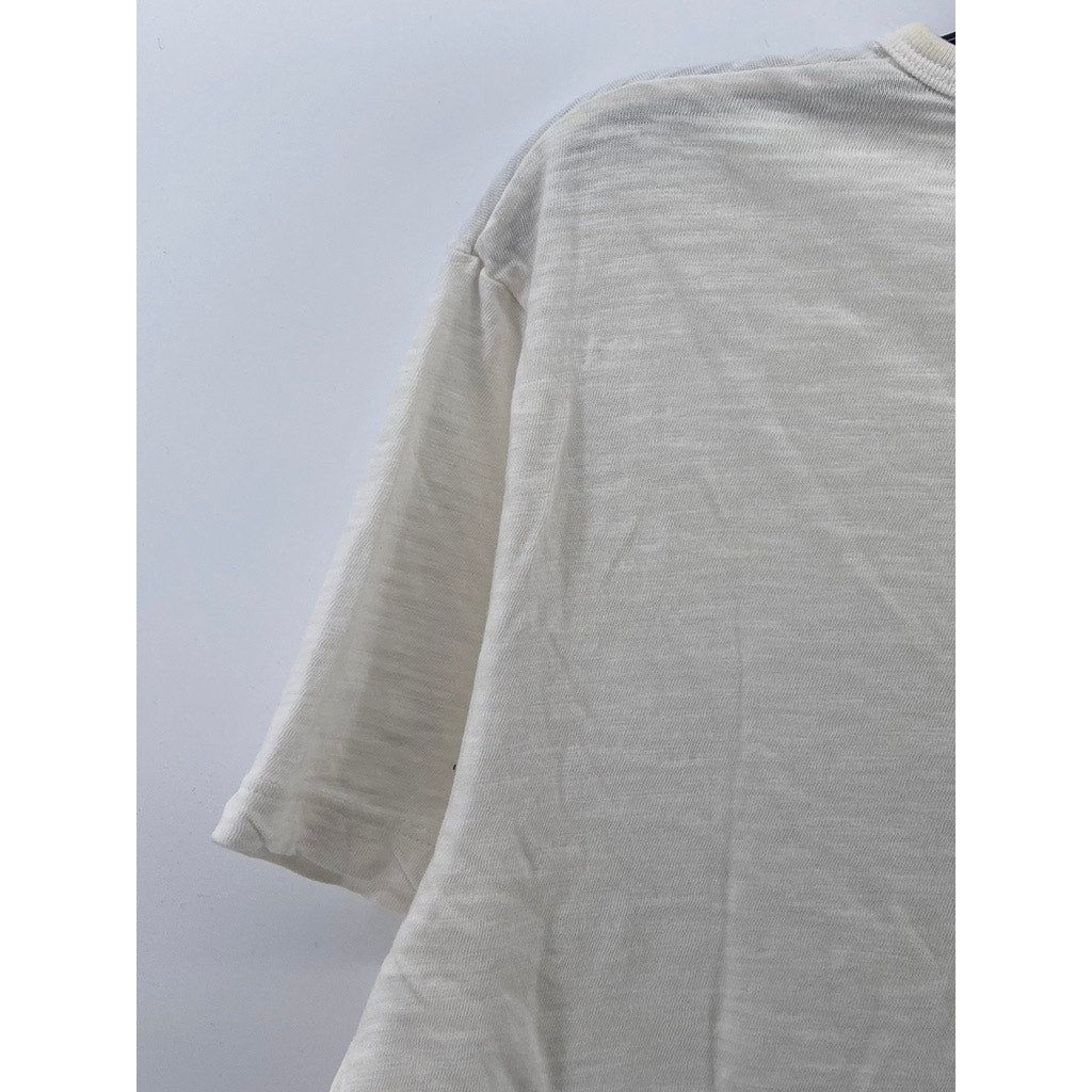 HIRO CLARK Men's White-Black Graphic Crewneck Short Sleeve Casual T-Shirt SZ M