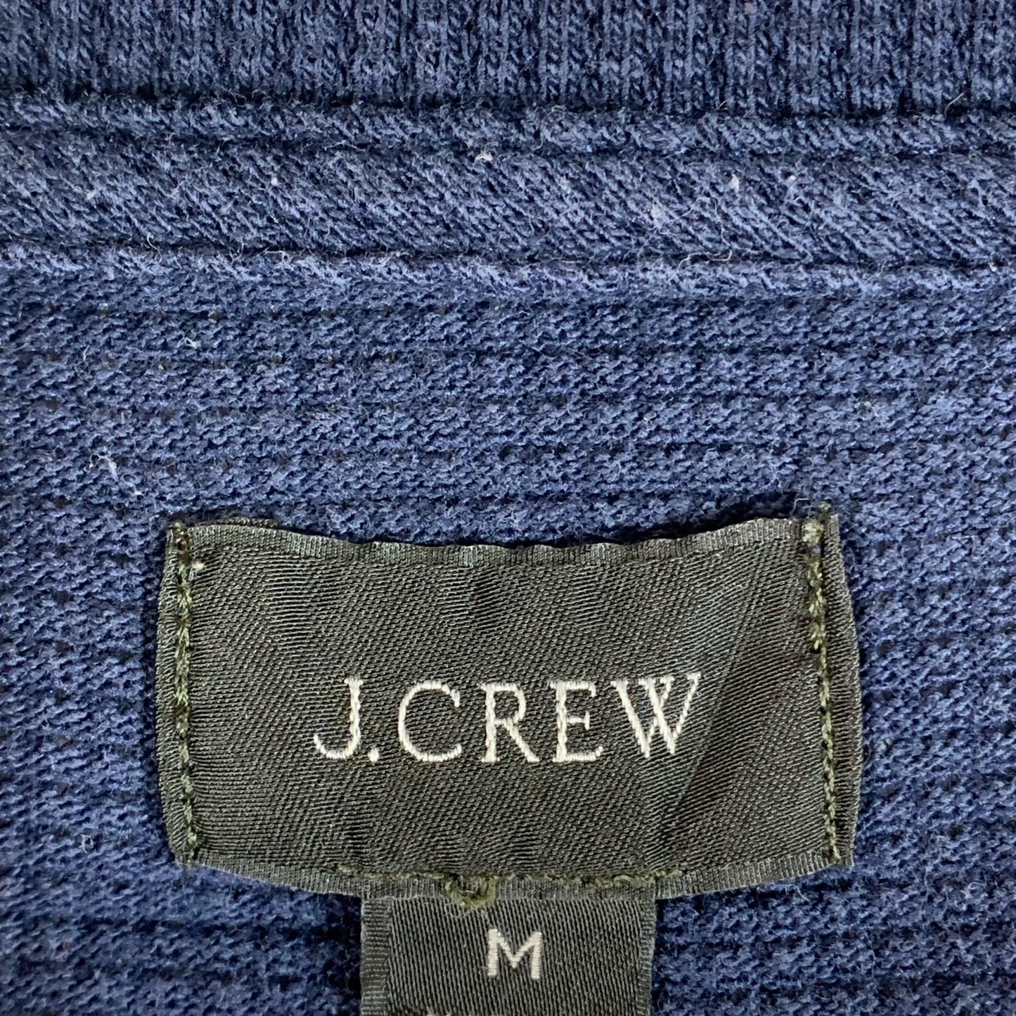 J.CREW Men's Navy Textured Waffle-Knit Lightweight Coolmax Tech Polo Shirt SZ M