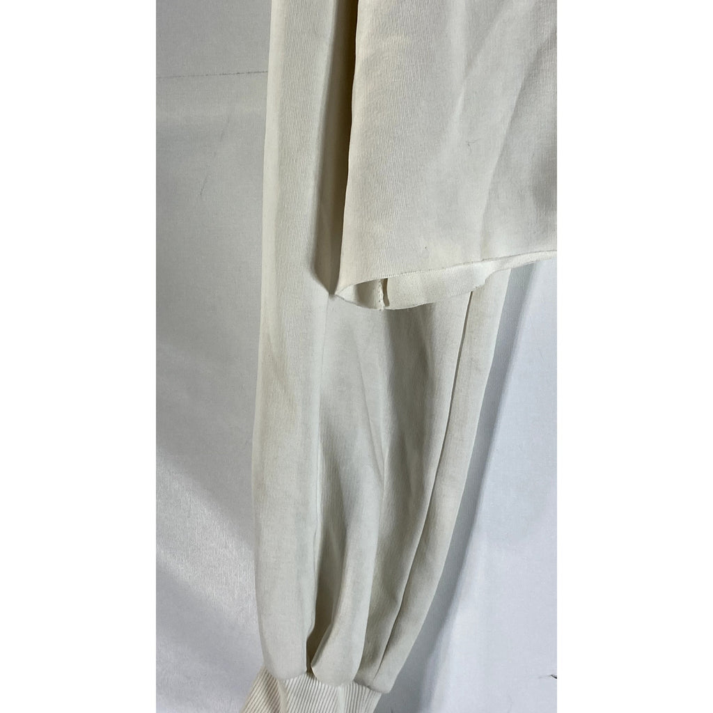 ONE.THREE Women's Off-White Hooded Pullover Cropped Sweater SZ L