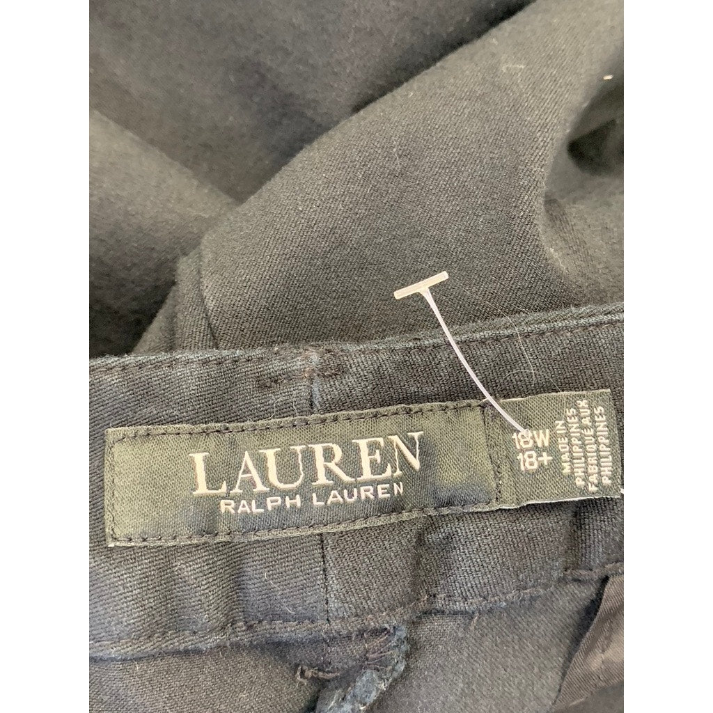 LAUREN RALPH LAUREN Women's Plus Size Black Solid Bermuda Shorts SZ 18W