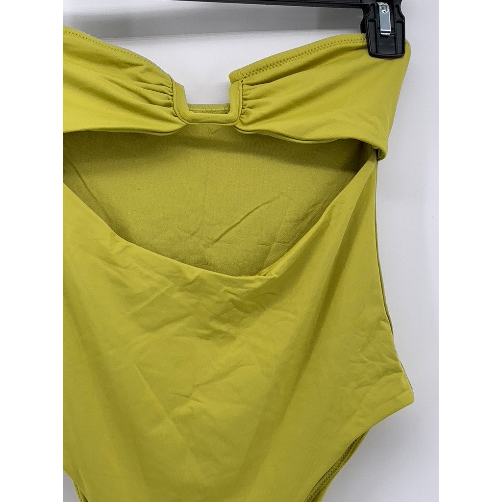ZARA Women's Yellow-Green Cutout Strapless Swim One-Piece SZ XS