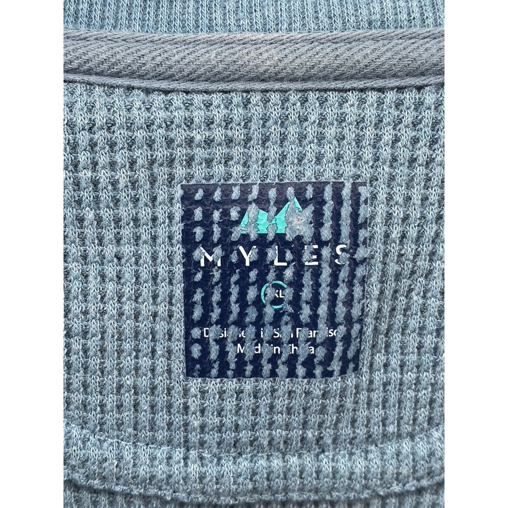 MYLES Men's Blue Long Sleeve Thermal Henley Shirt SZ XL