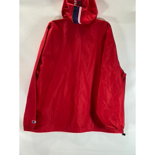 CHAMPION Men's Bright Red Water-Wind Resistant Half-Zip Lightweight Jacket SZ2XL