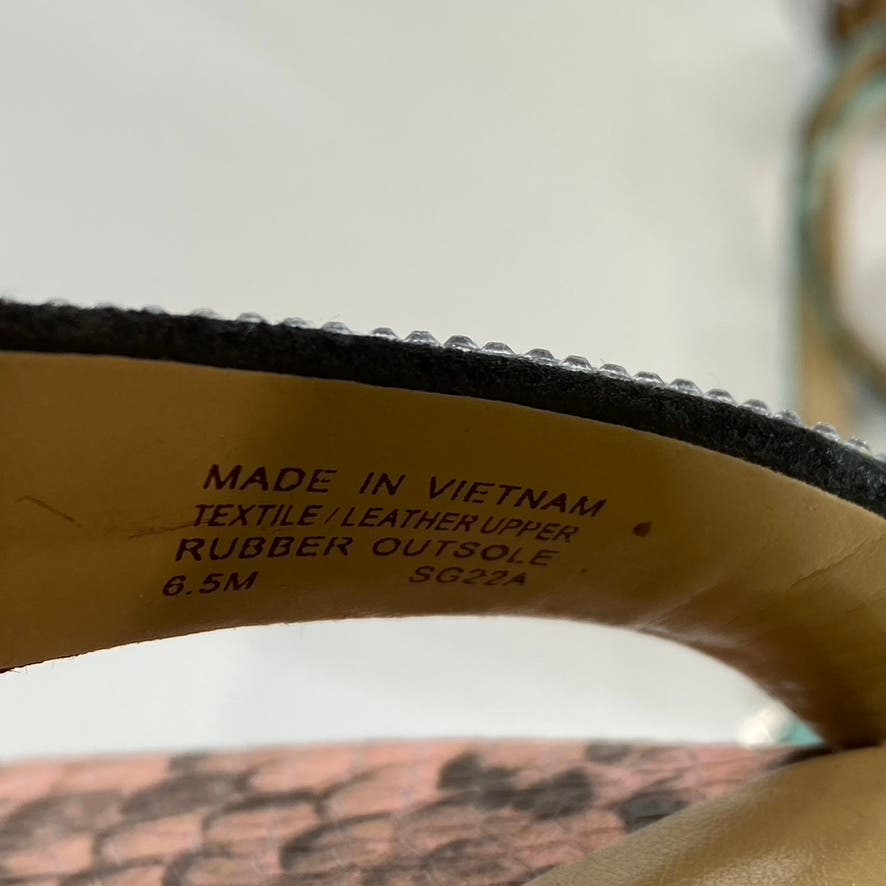 MICHAEL MICHAEL KORS Women's Teal/Tan Astrid Embellished Snake Sandals SZ 6.5