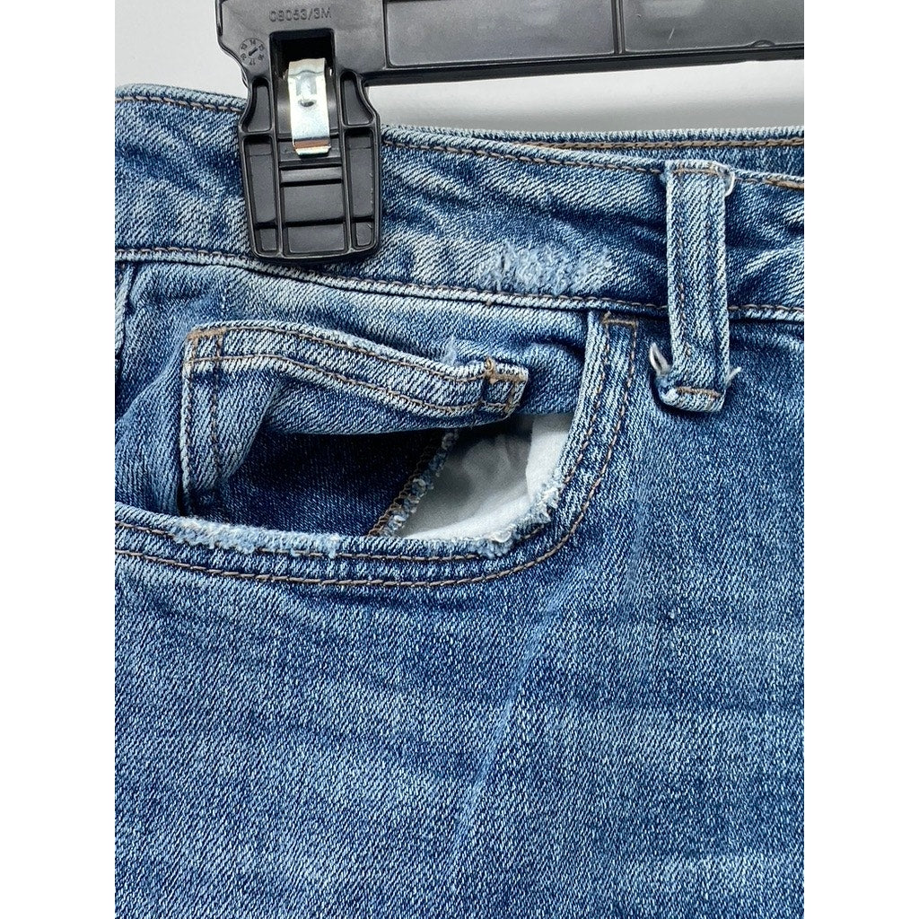 FLYING MONKEY Women's Medium Wash Blue Distressed Super High-Rise Jean SZ 25