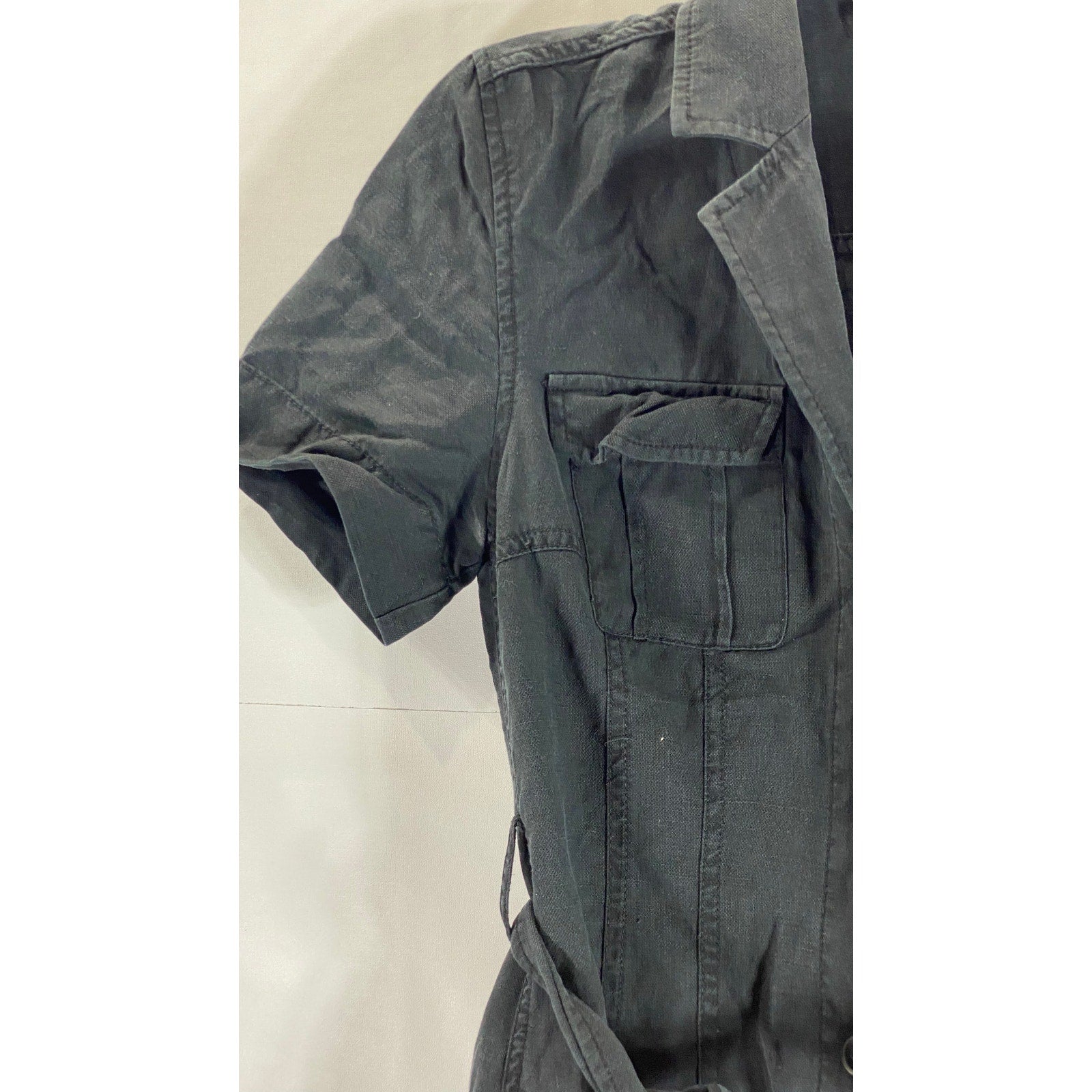 STOCKHOLM ATELIER Women's Black Short Sleeve Utility Tie-Waist Mini Dress SZ 2