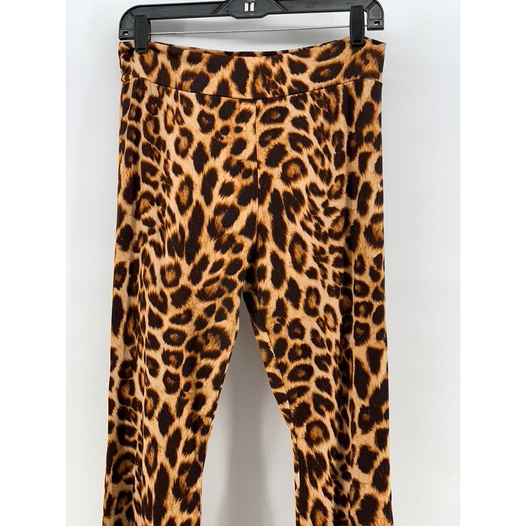 GOT STYLE USA Women's Brown Animal Print Wide-Leg Pants SZ L