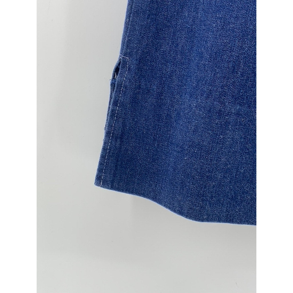 MADISON Women's Vintage 70's Blue Wrap Style A-Line Midi Skirt SZ 10