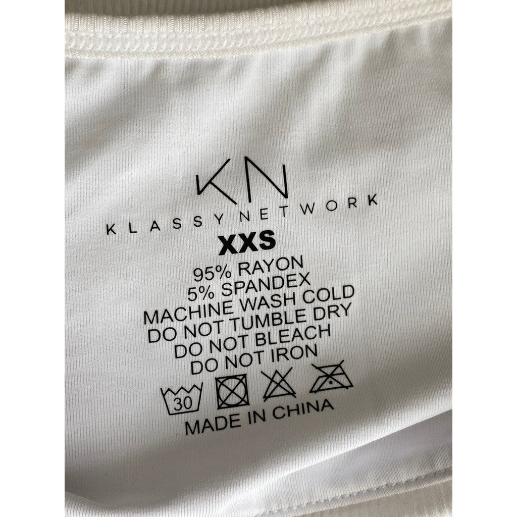 KLASSY NETWORK Women's White Ribbed Strapless Tube Top SZ 2XS