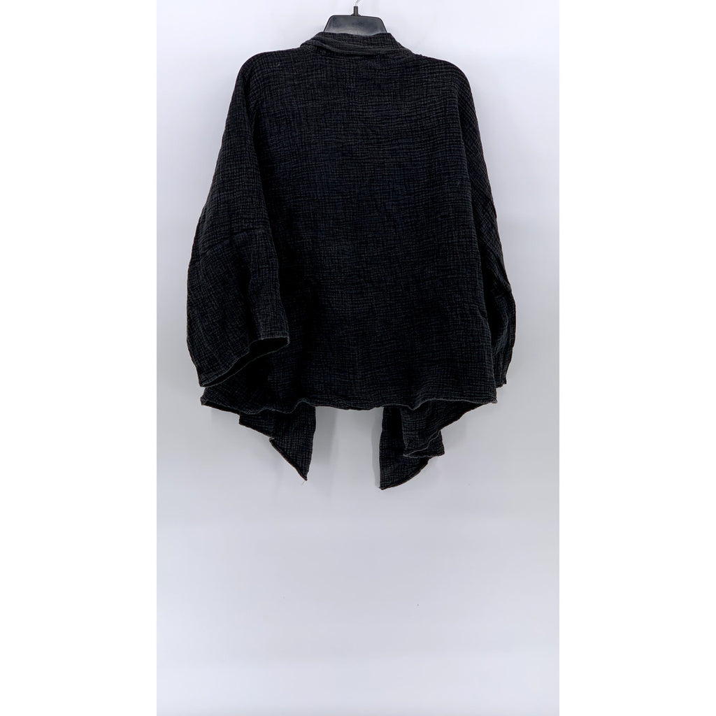 UNBRANDED Women's Black Textured Open-Front Long Sleeve Cardigan SZ M