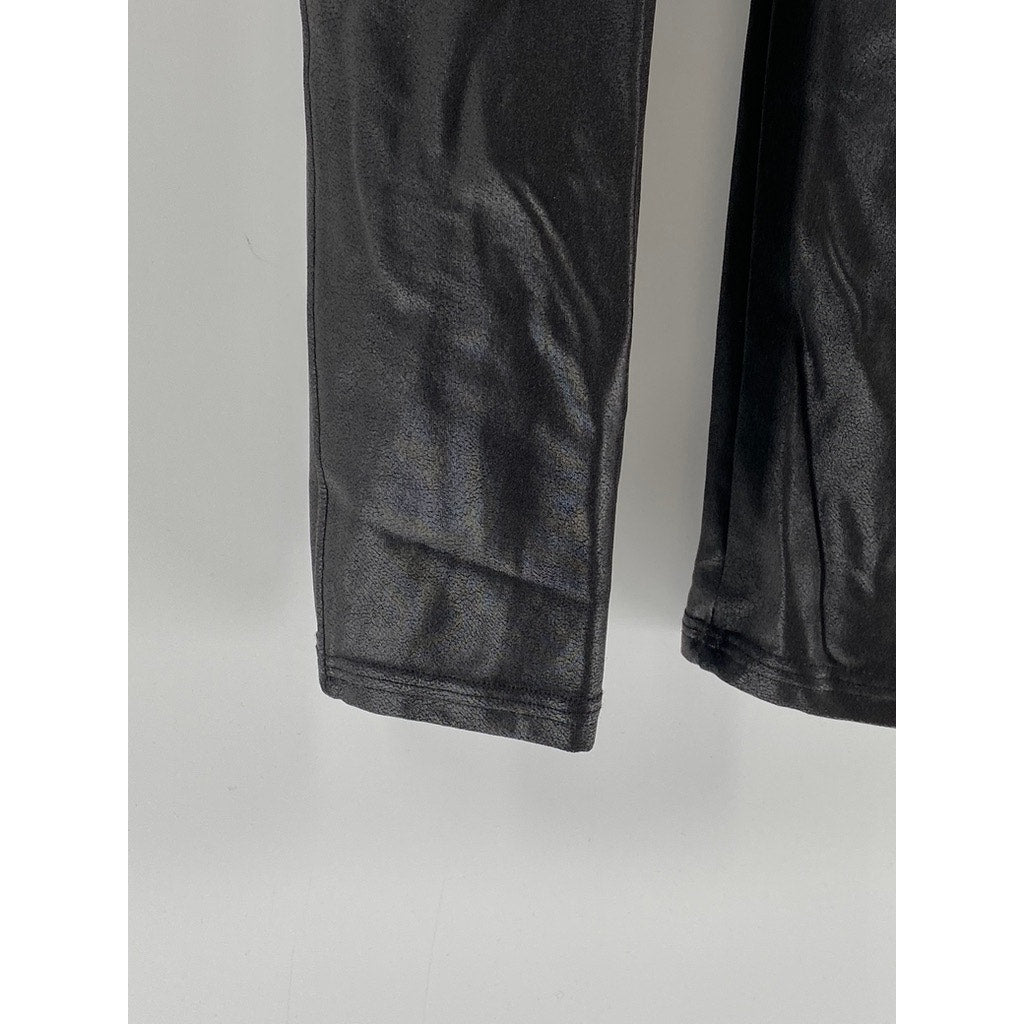 SPANX BY SARA BLAKELY Women's Black Faux Leather Pull-On Ankle Leggings SZ S