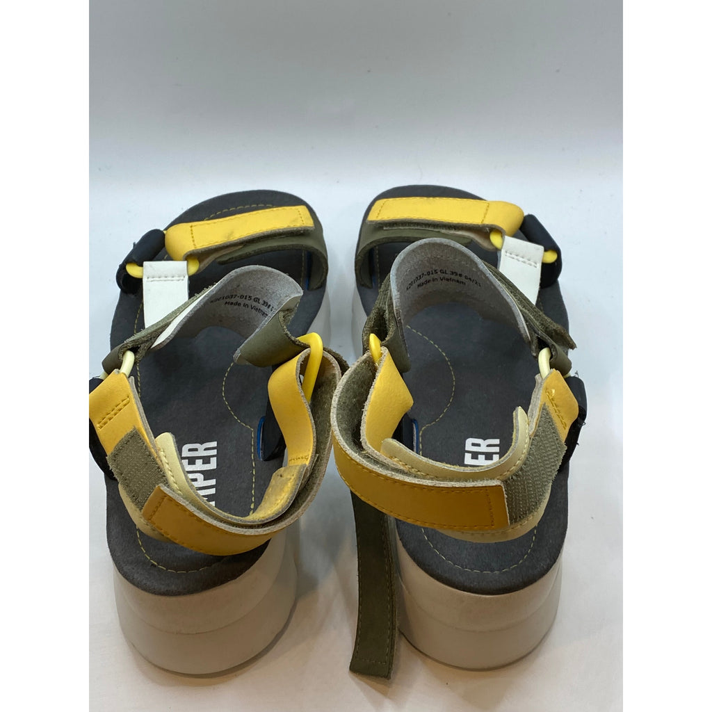 CAMPER Women's Yellow Leather Oruga Up Platform Wedge Sandals SZ 39(US8.5)