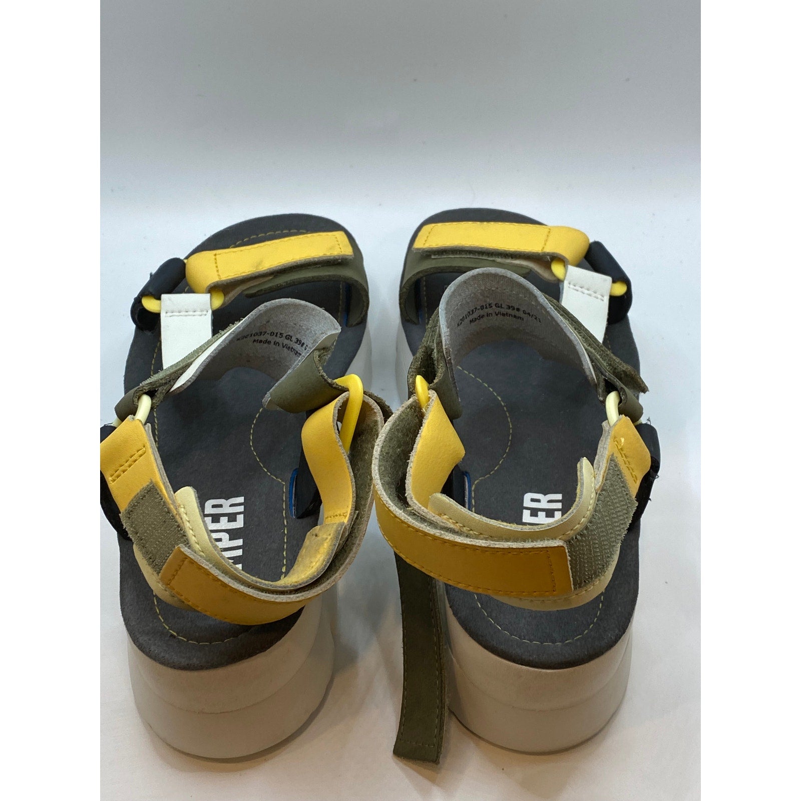 CAMPER Women's Yellow Leather Oruga Up Platform Wedge Sandals SZ 39(US8.5)