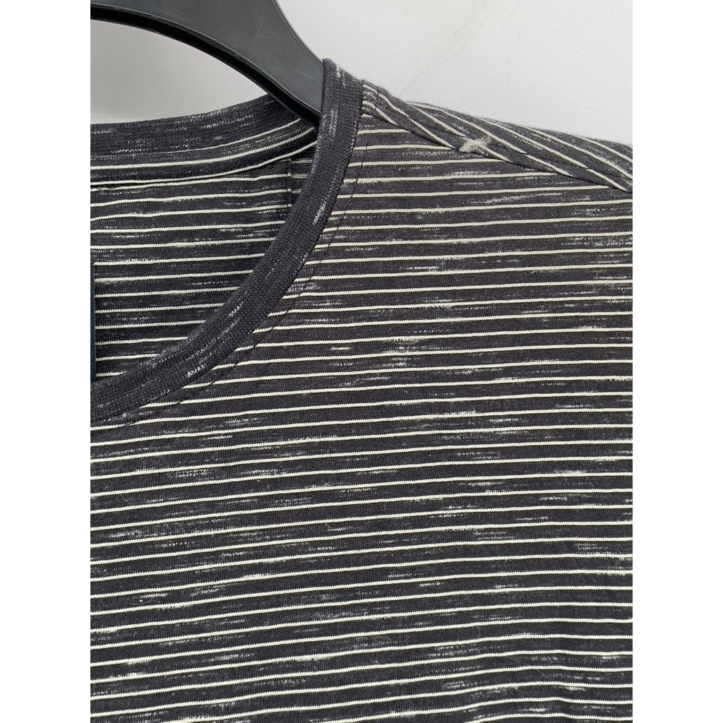 LP JEANS Men's Navy-White Striped Crewneck Casual Short Sleeve T-Shirt SZ M