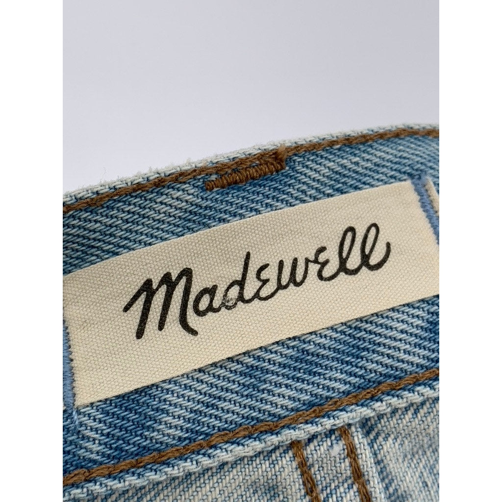 MADEWELL Women's Light Blue Distressed Relaxed Denim Cotton Shorts SZ 25
