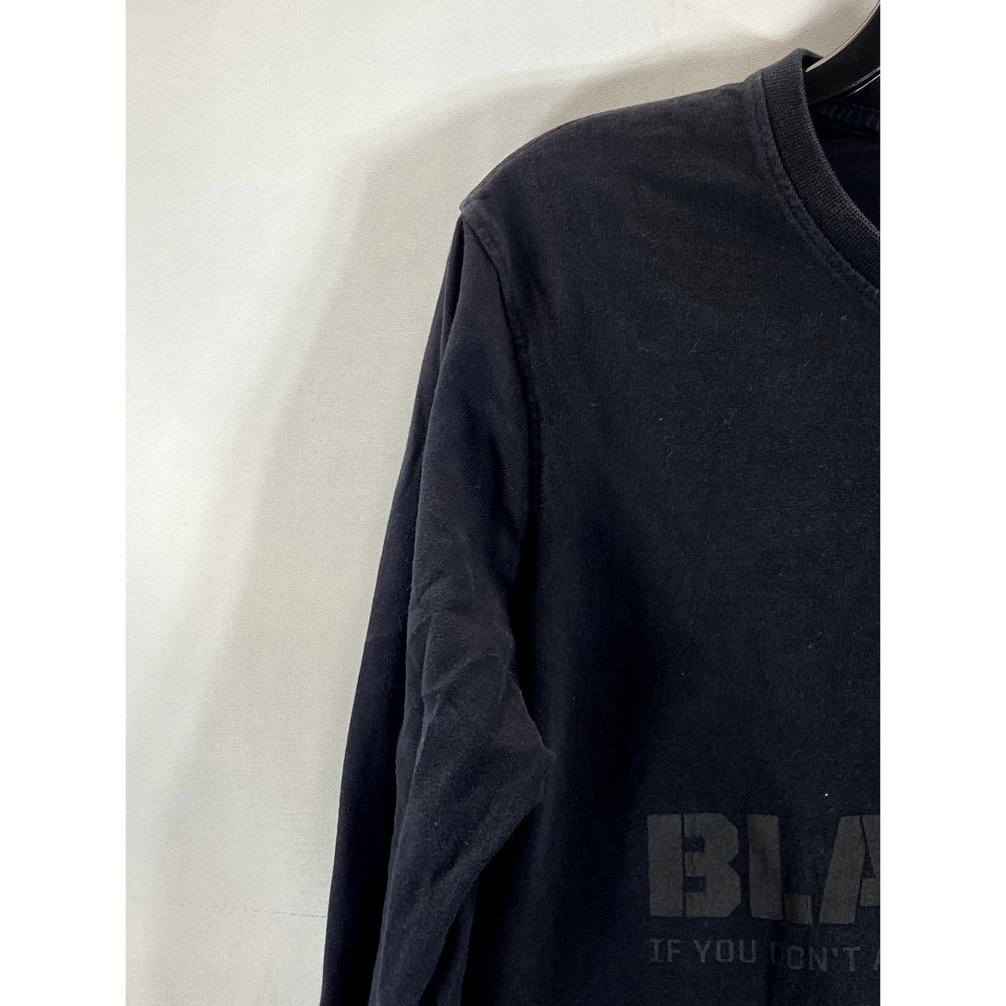 AMERICAN GIANT Men's Solid Black Crewneck Logo Long Sleeve Shirt SZ L
