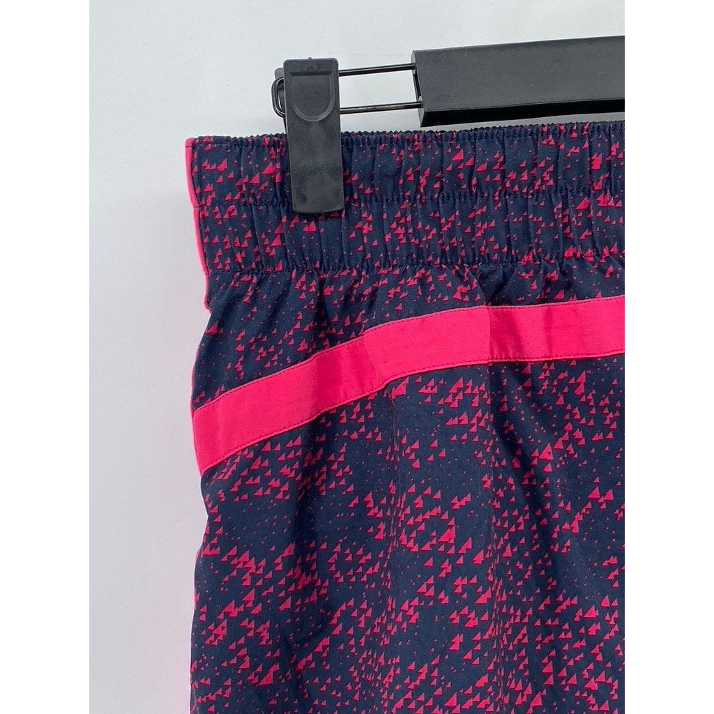 GAPFIT Women’s Pink-Navy Printed Elastic Waist Pull-On Running Shorts SZ S