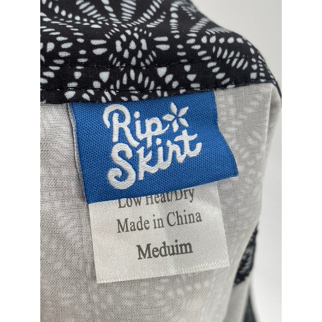 RIP SKIRT HAWAII Women's Black Pearl Batik Print A-Line Wrap Mini Skirt SZ M