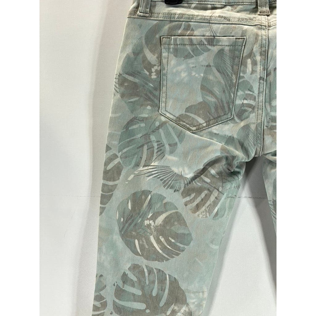 CABI Women's Green Paradise Palm Print Cropped Skinny Pants SZ 4