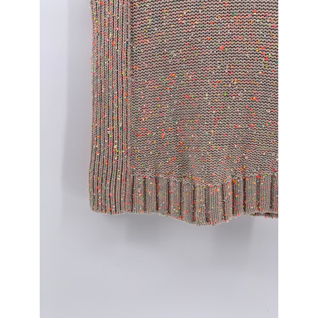 ANTHROPOLOGIE Women's Beige-Multi Mock-Neck Brea Confetti Sweater Vest SZ M