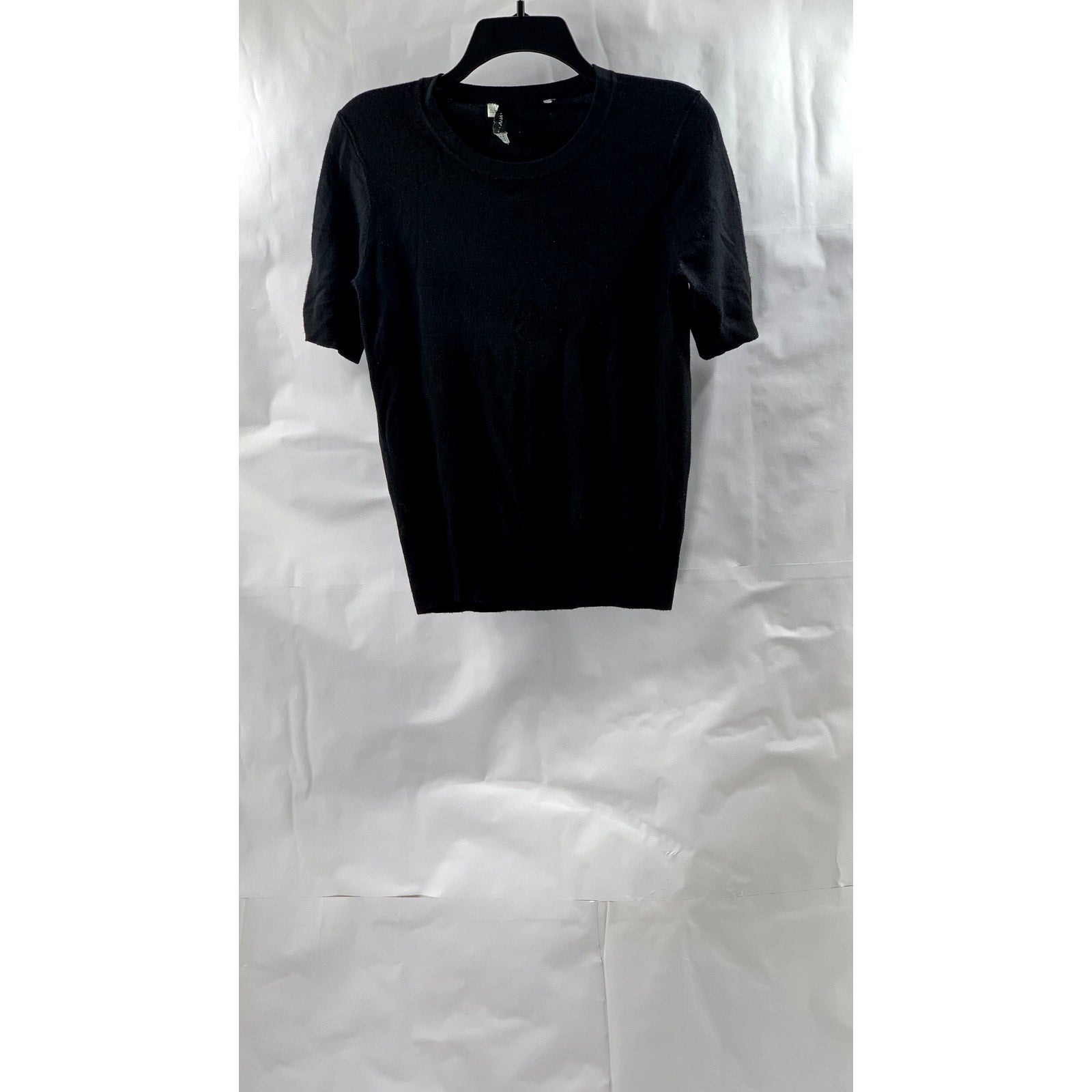 ZARA KNIT Women's Black Crewneck Short Sleeve Top SZ M