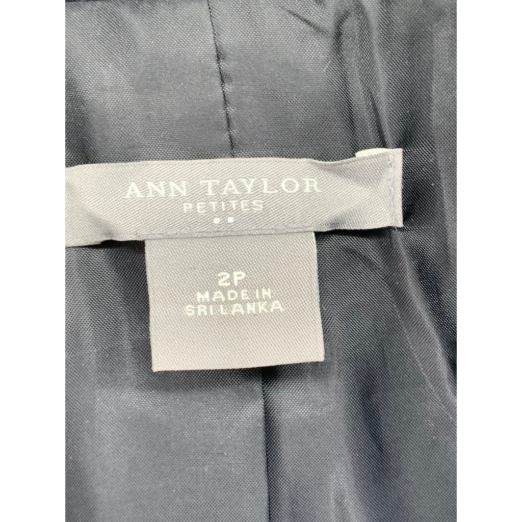 ANN TAYLOR Women's Petite Navy Pinstripe Two-Button Blazer SZ 2P