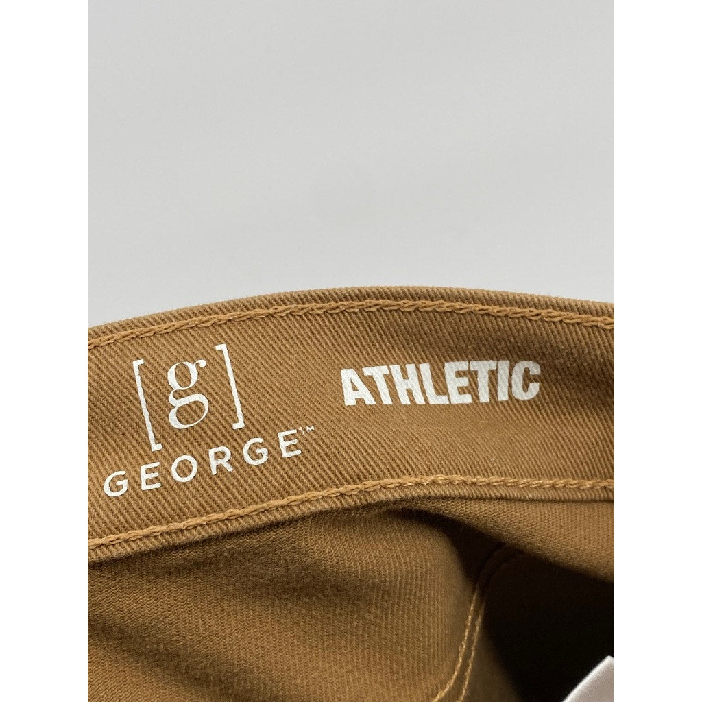 GEORGE Men's Tan-Multi Patchwork Hem Straight-Leg Athletic-Fit Pants SZ 30X32