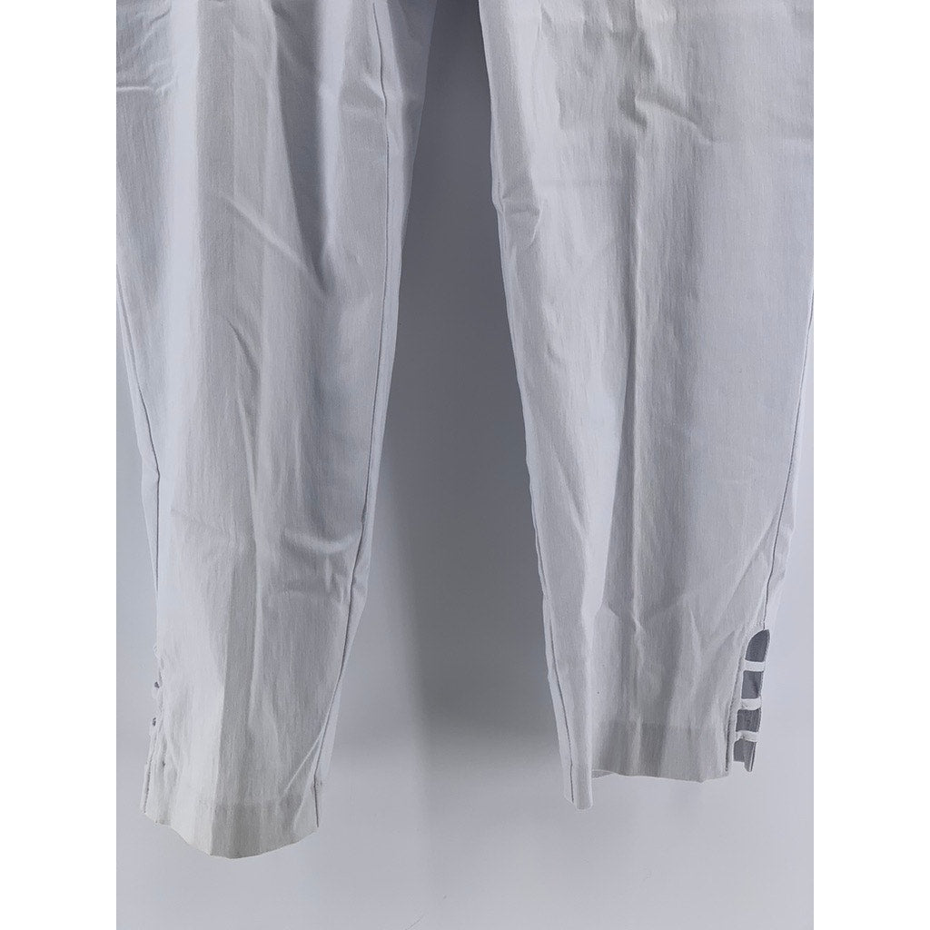 89TH & MADISON Women's Bleached White Cutout Hem Pants SZ XL