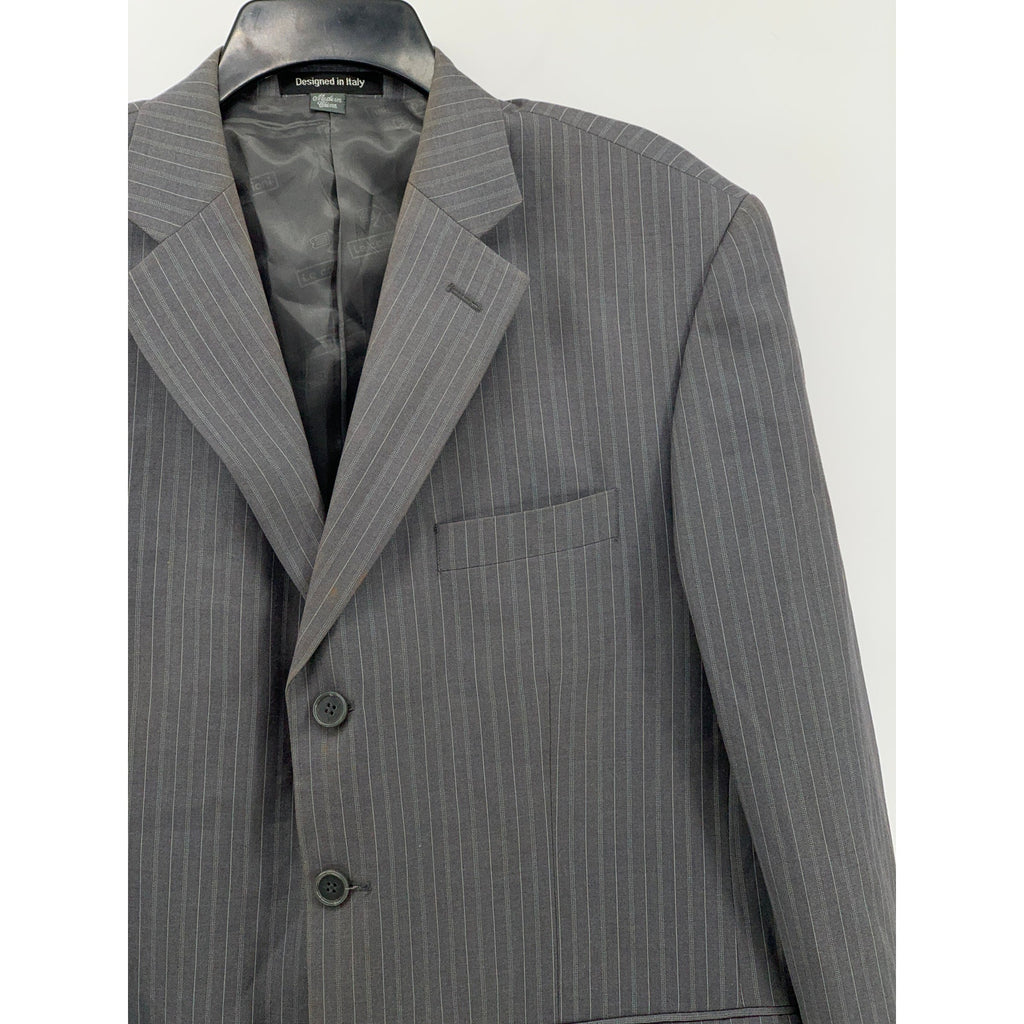LE COLLEZIONI Men's Dark Gray Striped Three-Button Notch Collar Blazer SZ 42S