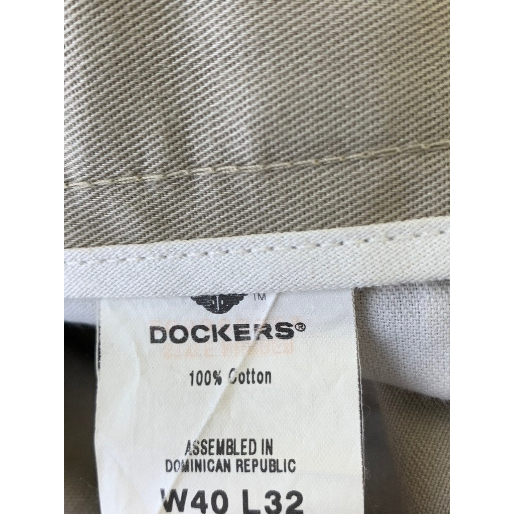 DOCKERS Men's Beige Regular Fit Straght-Leg Pants SZ 40X32