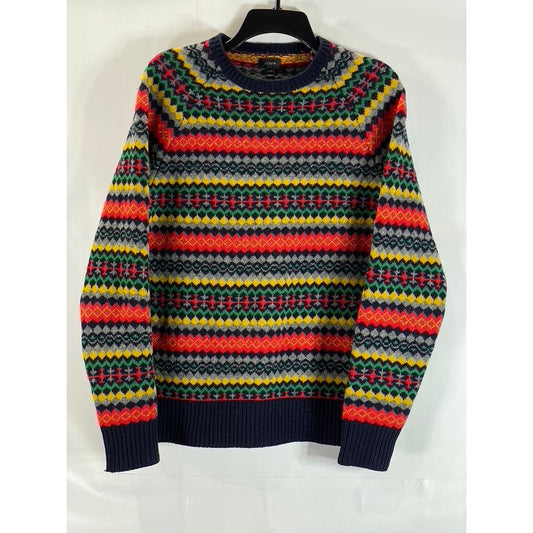 J.CREW Men's Multicolor Crewneck Lambs Wool Knit Long Sleeve Sweater SZ S