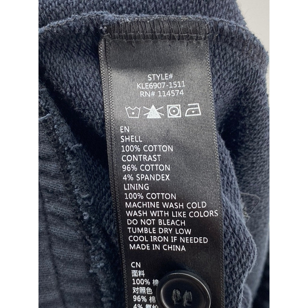 KONUS Men's Washed Black Ribbed Pull-On Drawstring Casual Jogger Pant SZ L