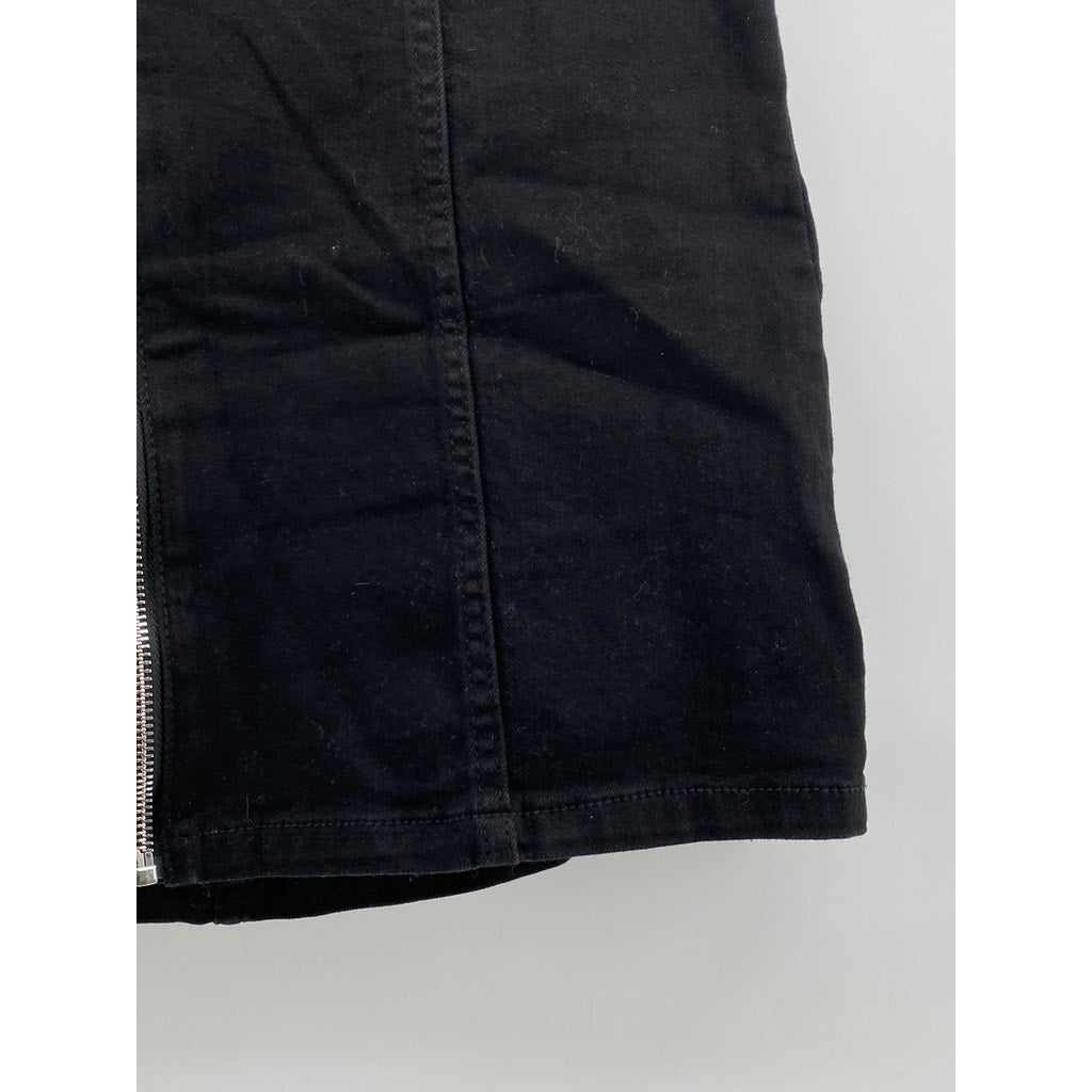 BP. Women's Black Denim Front-Zipper Pocketless Straight Mini Skirt SZ 30