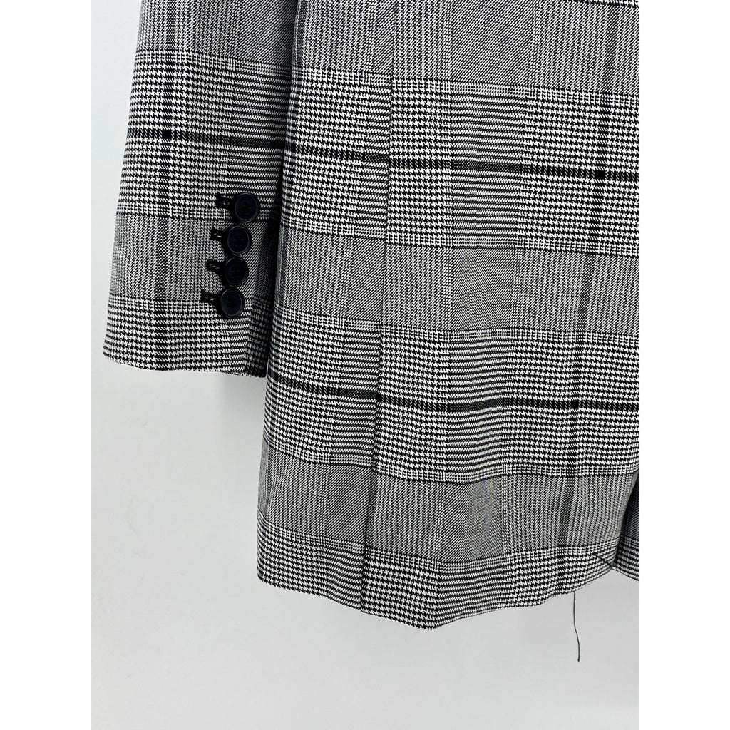 VINCE CAMUTO Women's Black Bold Glen Plaid Two-Button Notch Collar Blazer SZ 0