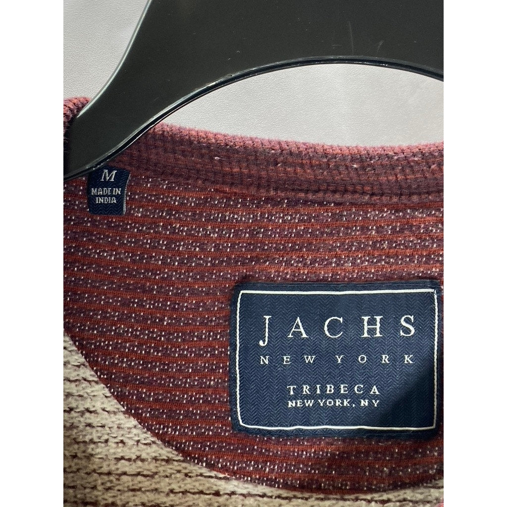 JACHS NEW YORK Men's Burgundy Knit Crewneck Regular-Fit Sweater SZ L