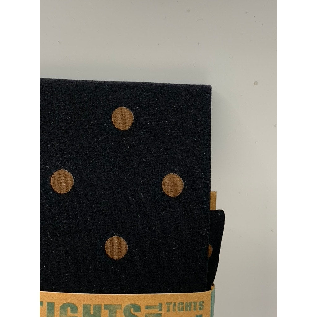 LOOK FOOTWEAR Women's Black-Brown Polka Dot Knit Pull-On Tights SZ OS