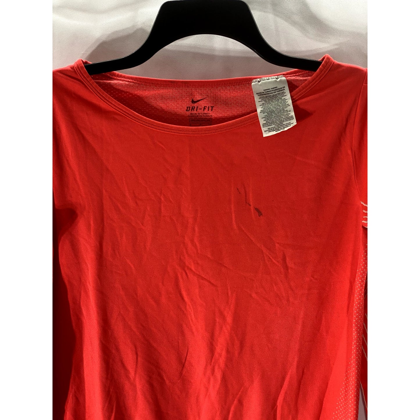 NIKE Women's Neon Orange Boatneck Knit Epic Dri-Fit Long Sleeve Training Top SZS