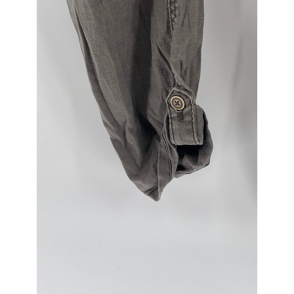 LEVEL 99 Women's Washed Gray Linen-Blend Cropped Cargo Pants SZ 26
