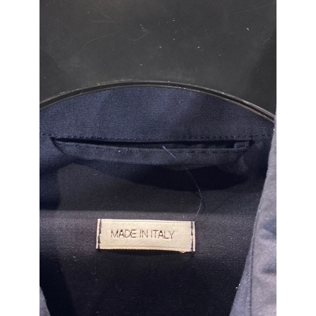 THOM BROWNE Men's Navy Stripe Armband Patch Button-Up Shirt Jacket SZ 1(S)