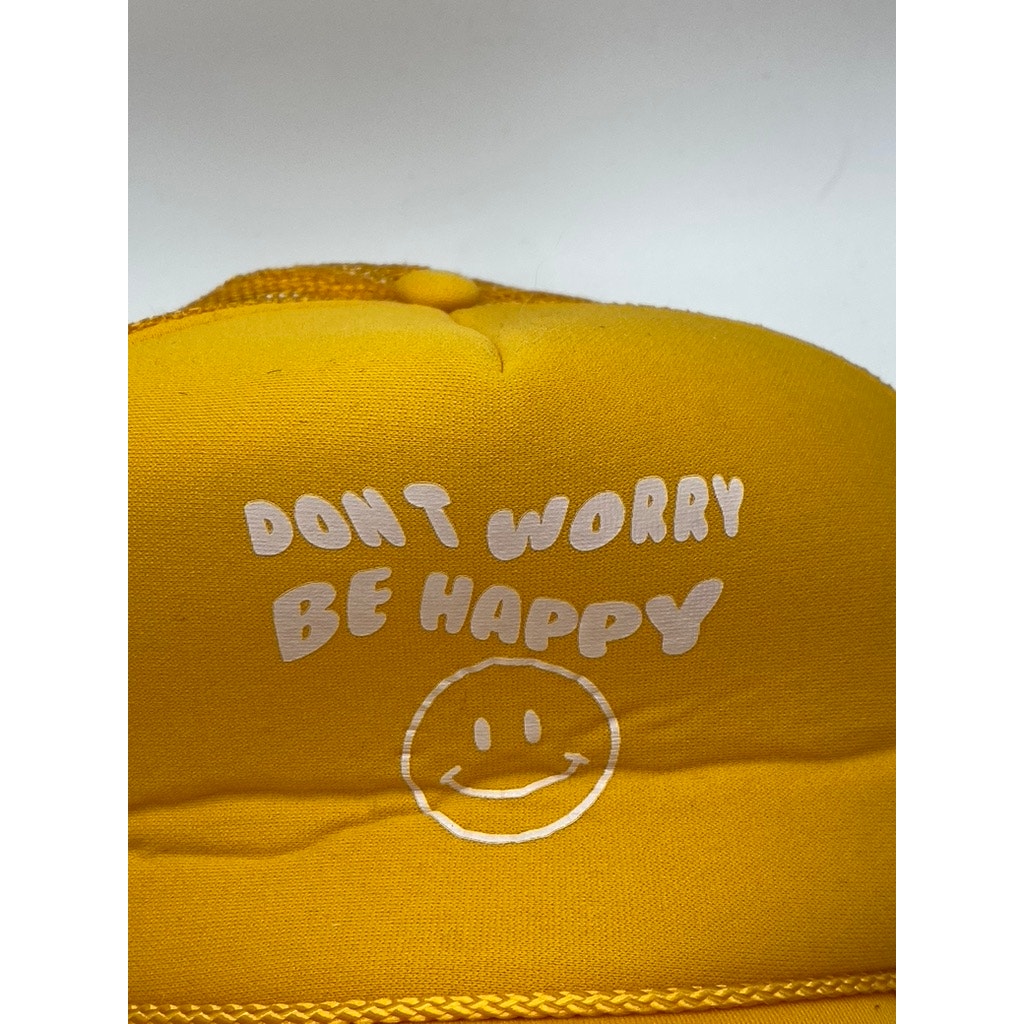 OTTO Men's Yellow Don't Worry Be Happy Graphic Mesh Trucker Snapback Hat SZ OS