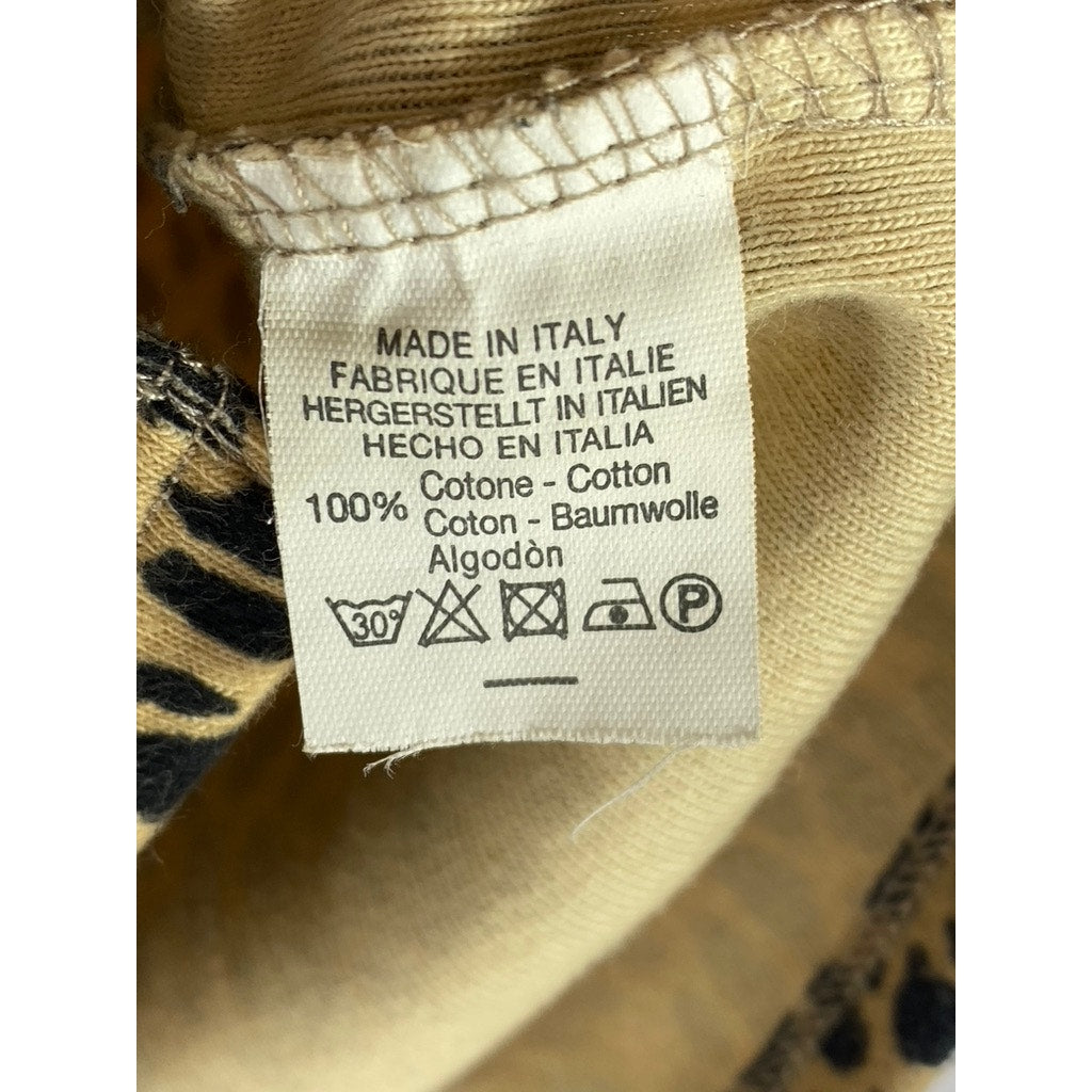 BRANDY MELVILLE Women's Tan-Black Animal Print Button-Up Cropped Top SZ OS