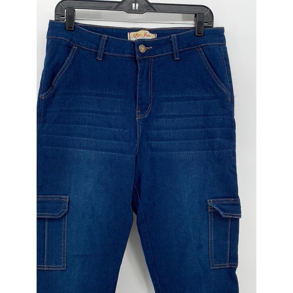 ELITE JEANS Women's Blue Denim Skinny Leg Cargo Jeans SZ 15/32