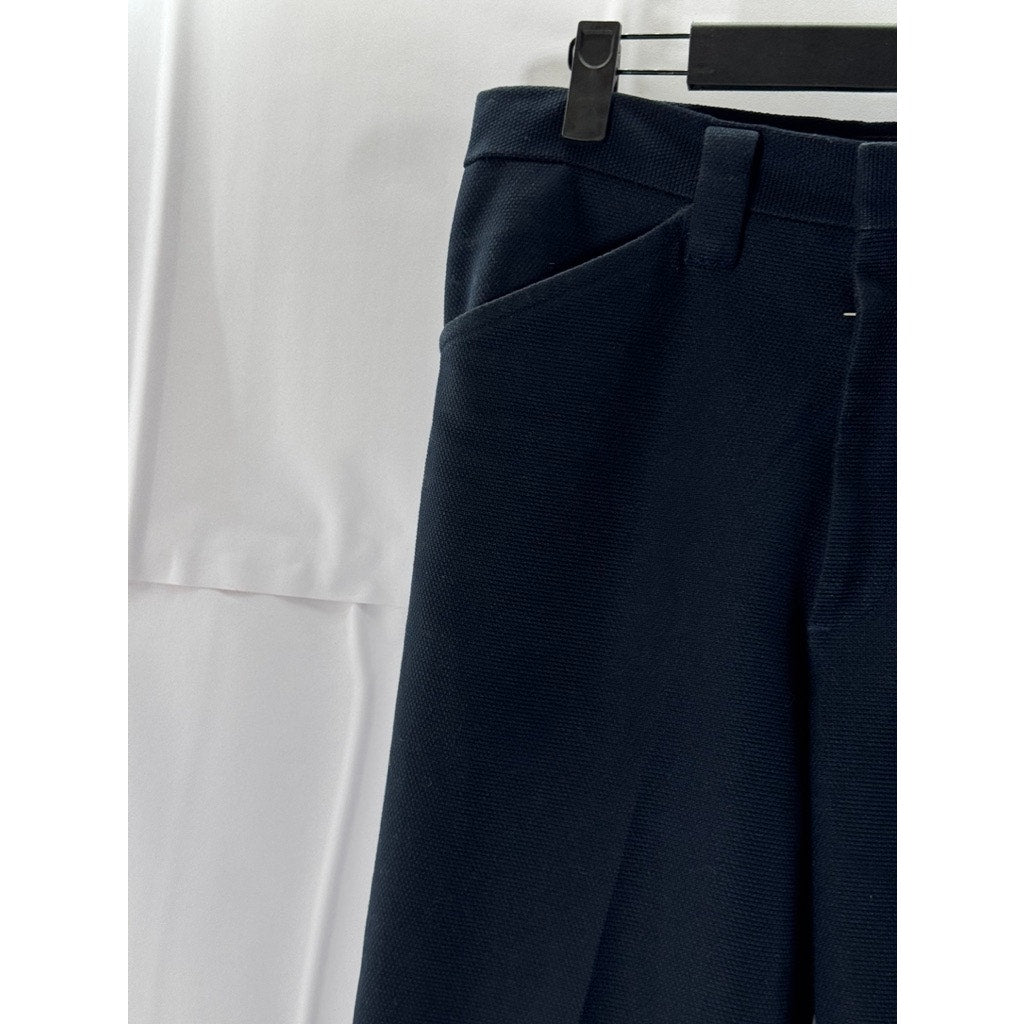 FARAH Women's Navy textured Straight-Leg Pants SZ M