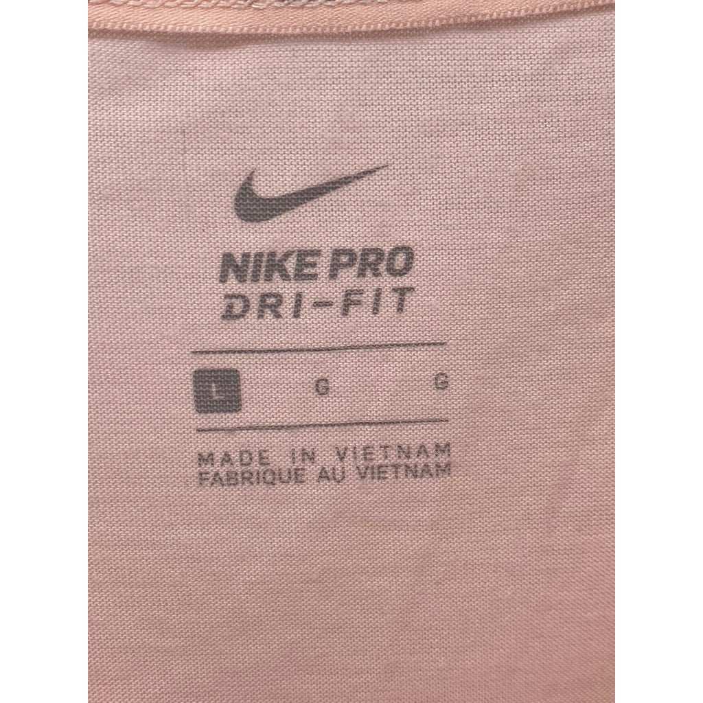 NIKE PRO Women's Salmon Pink Dri-Fit Crewneck Short Sleeve Cropped Top SZ L