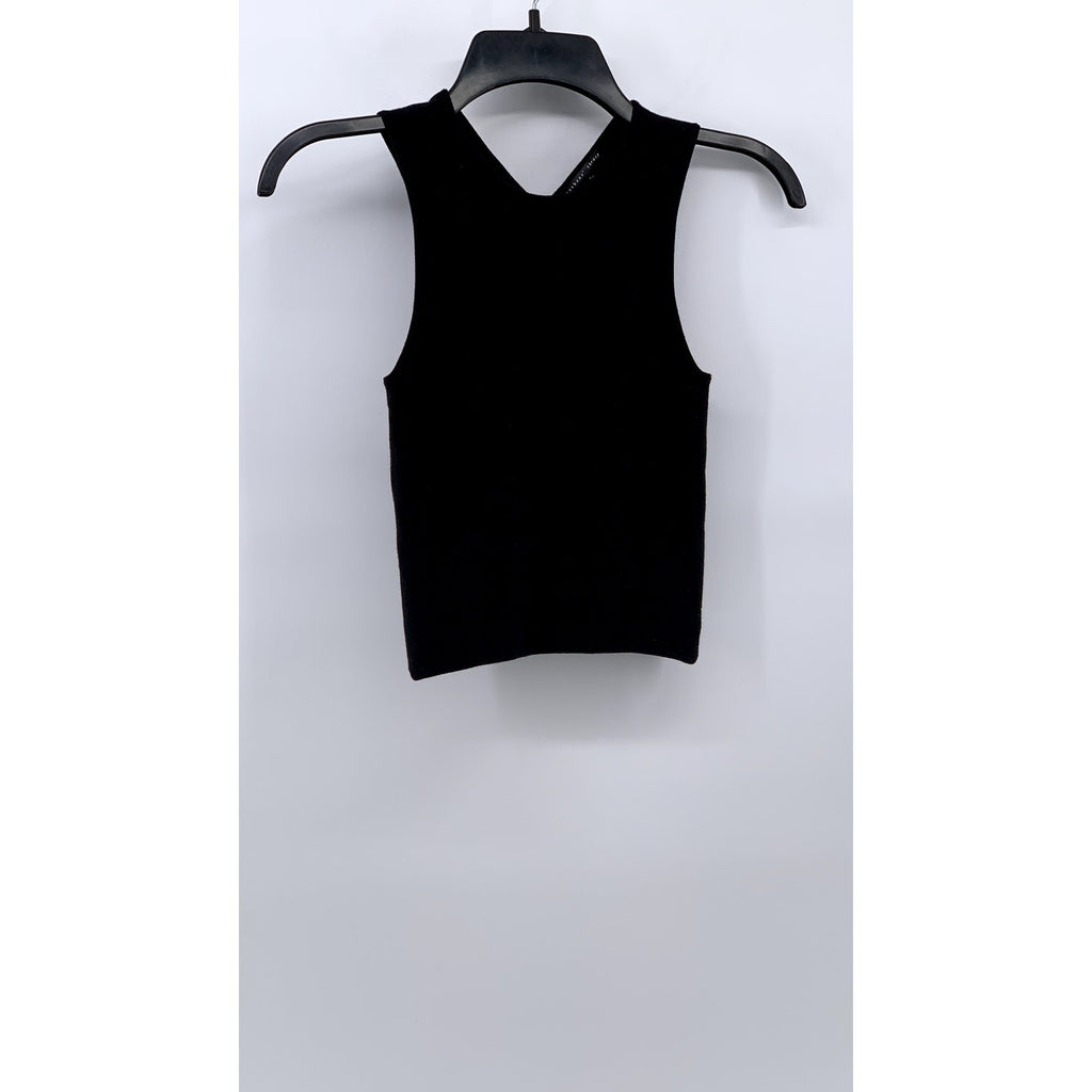 THEYSKENS' THEORY Women's Black Knit Slit Crop Top SZ P