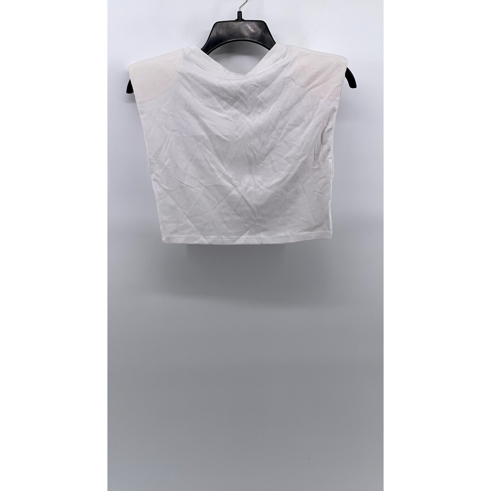 ZARA Women's White Crewneck Cropped Muscle T-Shirt SZ M